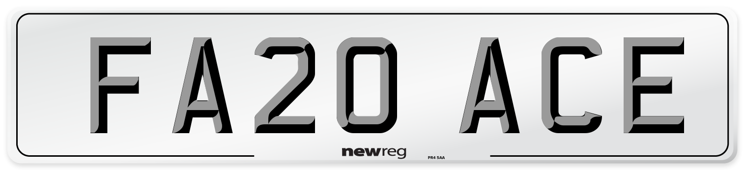 FA20 ACE Number Plate from New Reg